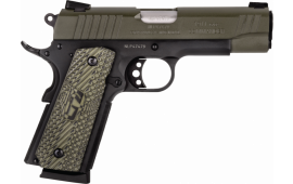 Taurus 1-191101COMMG-VZ 1911 Commander 45 ACP 4.20" 8+1 Matte Black OD Green Cerakote Steel Slide Gray VZ Operator II Grip