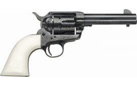 Taylors and Company OG1404 1873 Cattleman Outlaw Legacy Engraved Single 4.75" 6rd Ivory Synthetic Grip Blued Engraved Revolver