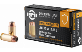 PPU PPD9M Defense 9x18 Makarov 93 gr Jacketed Hollow Point (JHP) - 50rd Box