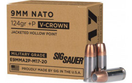 Sig Sauer E9MMA2PM1720 Elite V-Crown 9mm Luger +P 124 gr Jacketed Hollow Point (JHP) - 20rd Box
