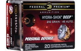 Federal P45HSD1 Premium Personal Defense 45 ACP 210 gr Hydra-Shok Deep Hollow Point - 20rd Box