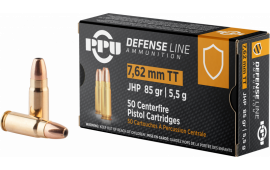 PPU PPD7T Defense 7.62x25mm Tokarev 85 gr Jacketed Hollow Point (JHP) - 50rd Box