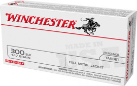 Winchester Ammo USA300B147 USA Target 300 Blackout 147 gr Full Metal Jacket Open Tip (FMJOT) - 20rd Box