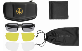 Leupold 179089 Tracer Removable Polycarbonate Shadow Gray Lens Matte Black Polyamide Wraparound Frame Includes Clear & Yellow Lens, Carrying Case, Bag, & Lens Cloth