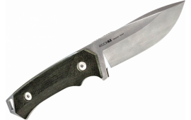 Woox BU.KNF001.07 Rock 62 4.25" Fixed Plain Stonewash Sleipner Steel Blade Gray Micarta Handle