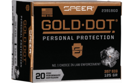 Speer Ammo 23918GD Gold Dot Personal Protection 357 Sig 125 gr Hollow Point (HP) - 20rd Box
