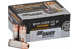 Sig Sauer E9MMA350 Elite V-Crown 9mm Luger 147 gr Jacketed Hollow Point (JHP) - 50rd Box