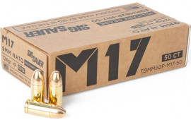 Sig Sauer E9MMB2PM1750 Military Grade 9mm NATO +P 124 gr Full Metal Jacket (FMJ) - 50rd Box