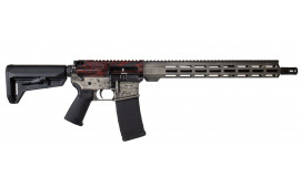Shark Coast Tactical AR-15 Rifle, 5.56, Cerakote Battleworn Upper / Lower Receiver, 16" BBl, 15" Cerakote Battleworn Rail, Magpul Furniture, Bushido/Samurai Theme