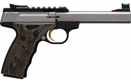 Browning 051531490 Buck Mark Single 22 LR 5.5" 10+1 Black Wood Laminate /UDX Grip Stainless Steel