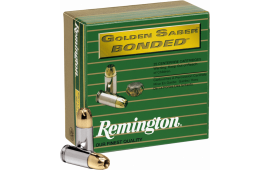 Remington Ammunition 29363 Golden Saber Bonded 40 S&W 165 gr Brass Jacket Hollow Point (BJHP) - 20rd Box