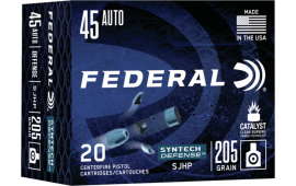 Federal S45SJT1 Syntech Defense 45 ACP 205 gr Segmented Jacketed Hollow Point (SJHP) - 20rd Box