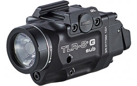 Streamlight 69431 TLR-8 Sub w/Laser Green Laser 500 Lumens 640-660nM Wavelength, Black 141 Meters Beam Distance, Fits Glock 43x/43x w/Rail/48/48x w/Rail Handgun Rail Clamp Mount