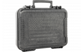 Outdoor Connection 10017 Molded Pistol Case Black Polypropylene US Flag Design & Egg Crate Foam, Fold Away Handle, Padlock Tabs, 11" x 8.25" x 3" Interior Dimensions