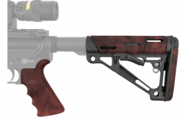 Hogue 15456 OverMolded Collapsible Buttstock Black Synthetic Red Lava OverMolded Rubber & Red Lava Rubber Finger Grooved Grip for AR-15, M16 with Mil-Spec Buffer Tube (Tube Not Included)