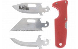 Cold Steel CS40ATZ Click-N-Cut Slock Master 2.50" Fixed Caping/Clip/Utility Plain/Serrated Satin 420J2 SS Blade Red Textured ABS Handle Includes Sheath