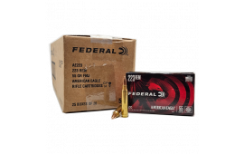 Federal American Eagle .223 55 Grain FMJ, Brass,  Reloadable - 500 Round Case (25 x 20rd Boxes) - AE223C