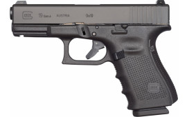 Glock 19 Gen 4 9mm Semi-Automatic Pistol, 4.02" Barrel, 3-15 Round Magazines, Modular Back Strap, Case, New Production GLOCK Perfection - UG1950203 