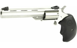North American Arms Mini Master Revolver 4" Barrel 22LR/22WMR 5rd - Stainless W/ Black Grips - NAA-MMC