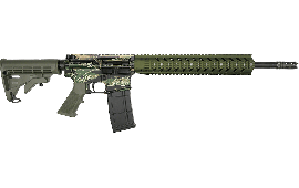 RGuns RGQ Semi-Automatic AR-15 Rifle 16" Heavy Barrel .223/5.56NATO 30rd - YHM Flash Suppressor - Free Float Rail - Tiger Stripe / OD Green Finish