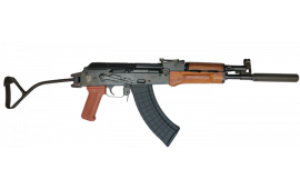 Pioneer Arms GROM Series Semi-Automatic 7.62x39mm AK-47 Style Rifle with Laminated Handguard & Side Folding Buttstock, Faux Suppressor, & 30 Round Magazine - POL-AK-GROM-FT-FS-W