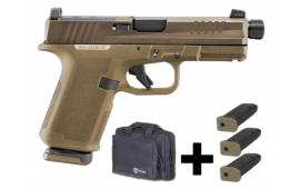 Ruger RXM 9MM Semi-Automatic Pistol, Faxon Threaded Barrel, Troy Coyote Magpul EHG, Bronze OR Slide, 3-15rd Magazines, w/ Drago Pistol Bag - Coyote Tac Pac