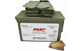 PMC .223 Rem - 55 Grain FMJ Boat Tail - On Stripper Clips / 6 Bandoleers in Ammo Can - 840 Rounds Per Can - Mfg # PMC223-AMB