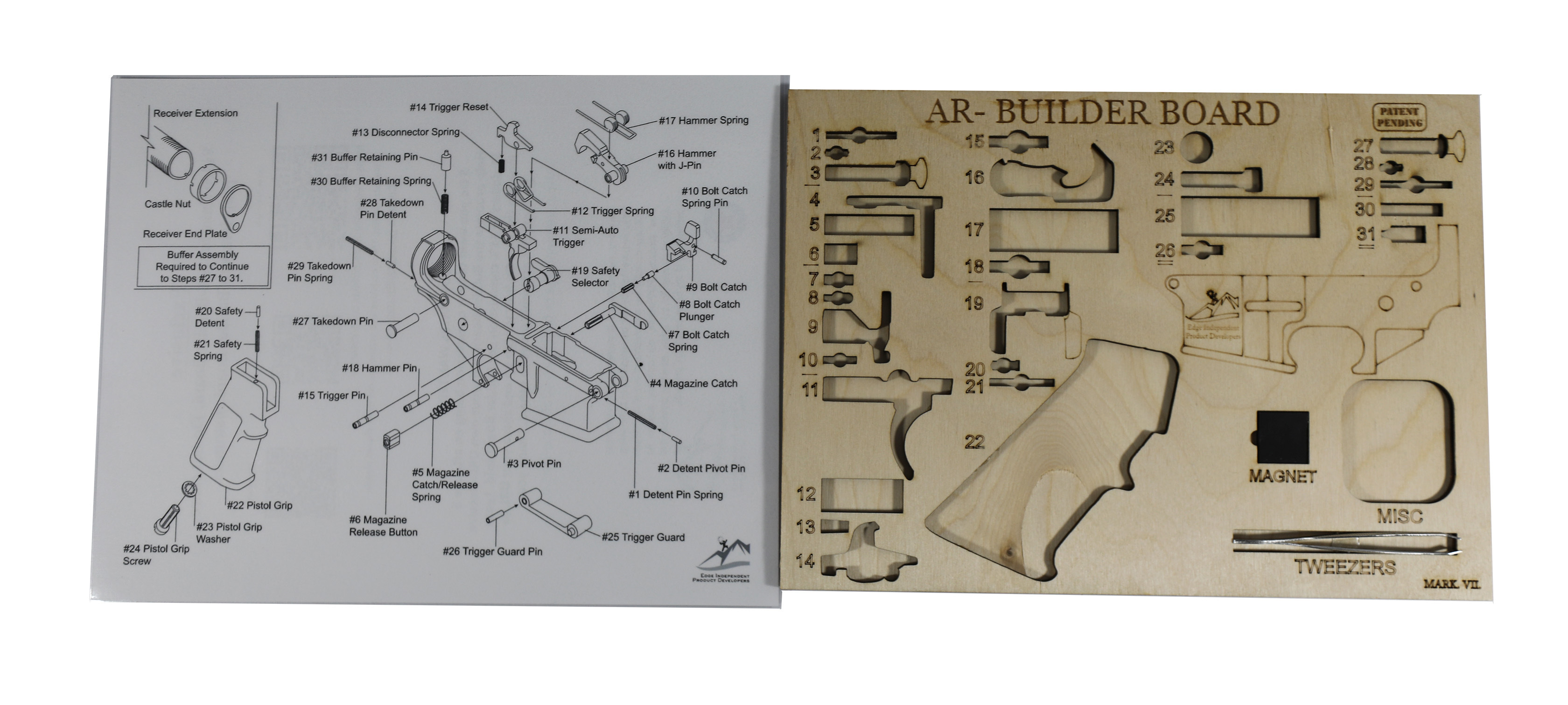 Side By Side Of AR Builder Board And Instructions For Assembly