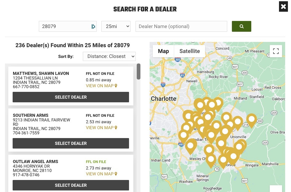Checkout - Selecting An FFL
